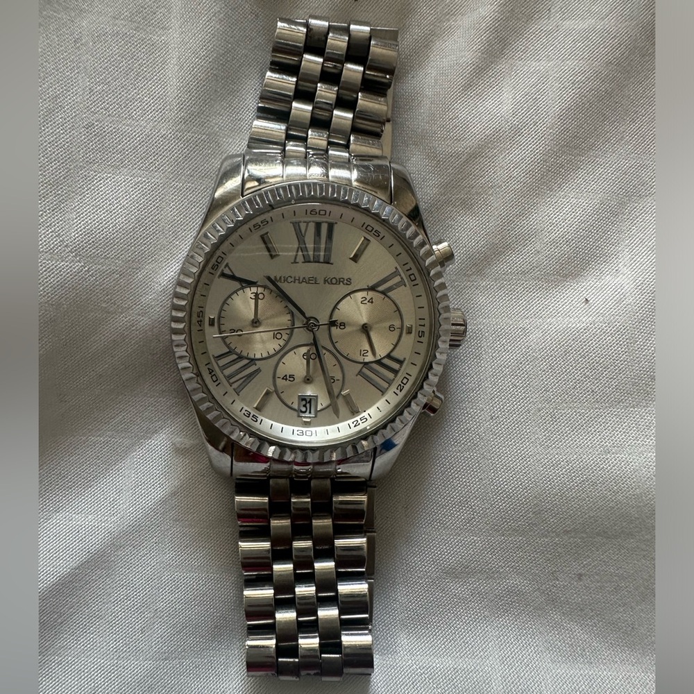 Michael Kors Silver Chronograph Link Bracelet Watch